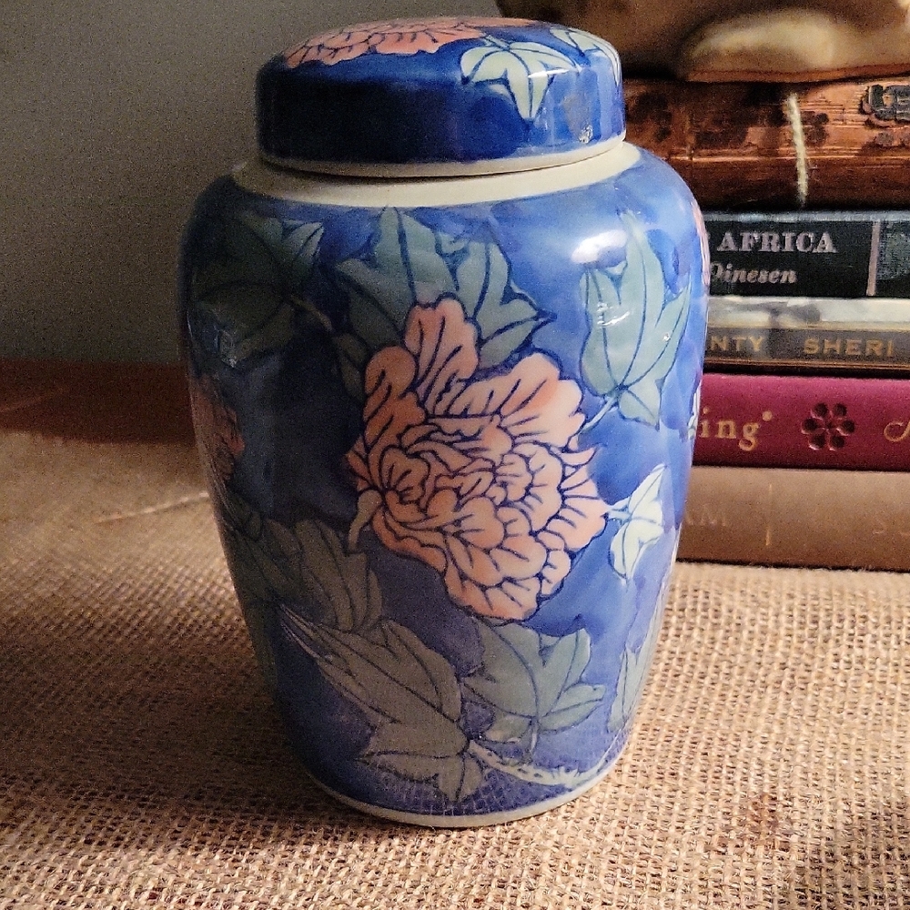 Artisan Blue Floral Ginger Jar